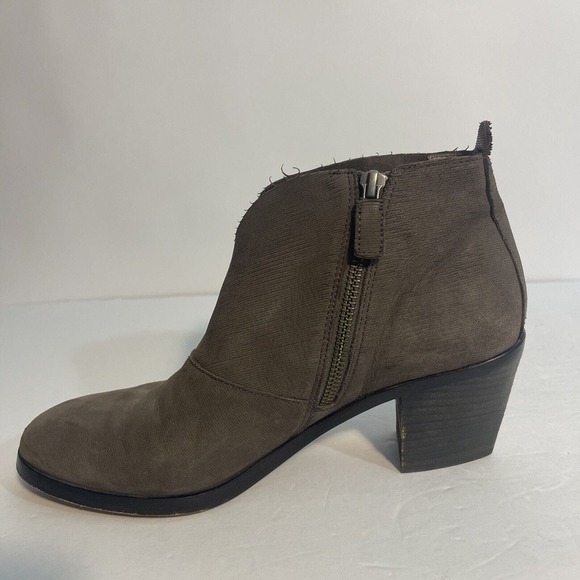 Eileen Fisher Heeled Ankle Boots 8.5 Side Zipper Neutral Vero Cucio Leather - Picture 10 of 16